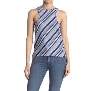 NWT🔖Free‎ People High Neck Blue Striped Tank Top Size M